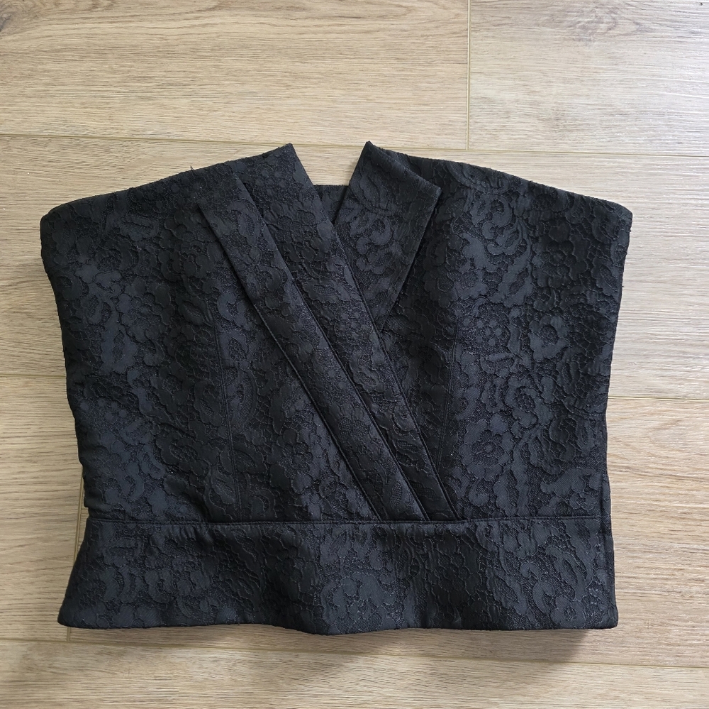 PRISTINE Jenni Kayne Black Satin Bustier Top Size 8 Black Lace Side Zip